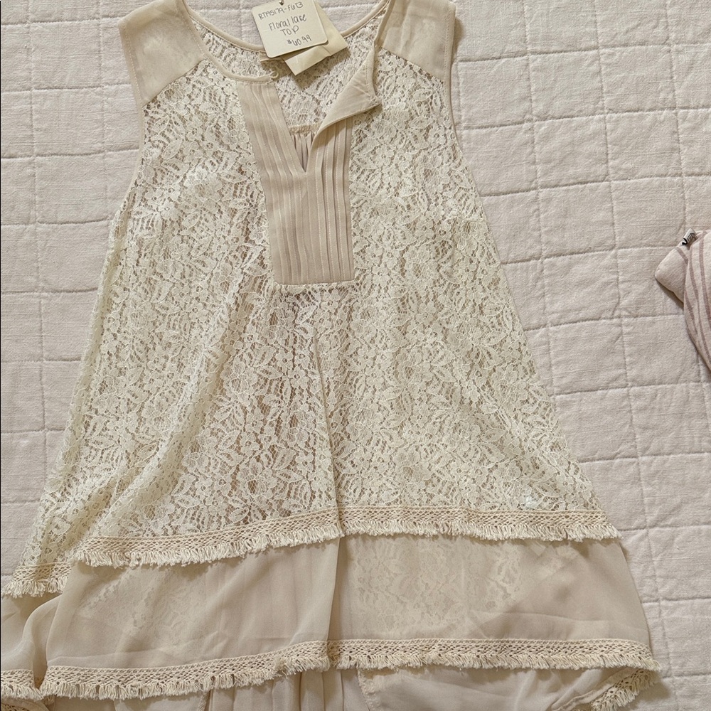 Ryu Cream Lace Tank Top